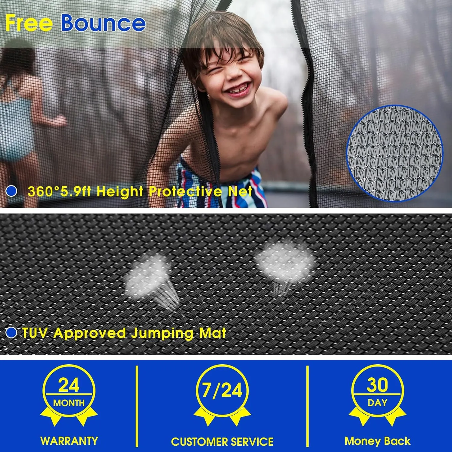 2025 Upgraded 8 10 12 14 15 16 FT 1500lbs Tranpoline for Kids and Adults with Light Sprinkler Socks, Recreational Tranpoline with Basketball Hoop, Ladder, ASTM Approved Tranpoline for 7-10 Kids