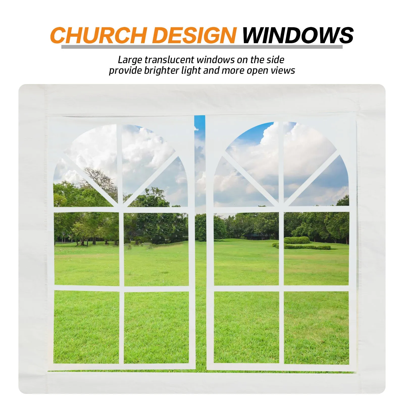 20x20/26x20 ft. Marquee Party Tent with Church Window Sidewalls - White