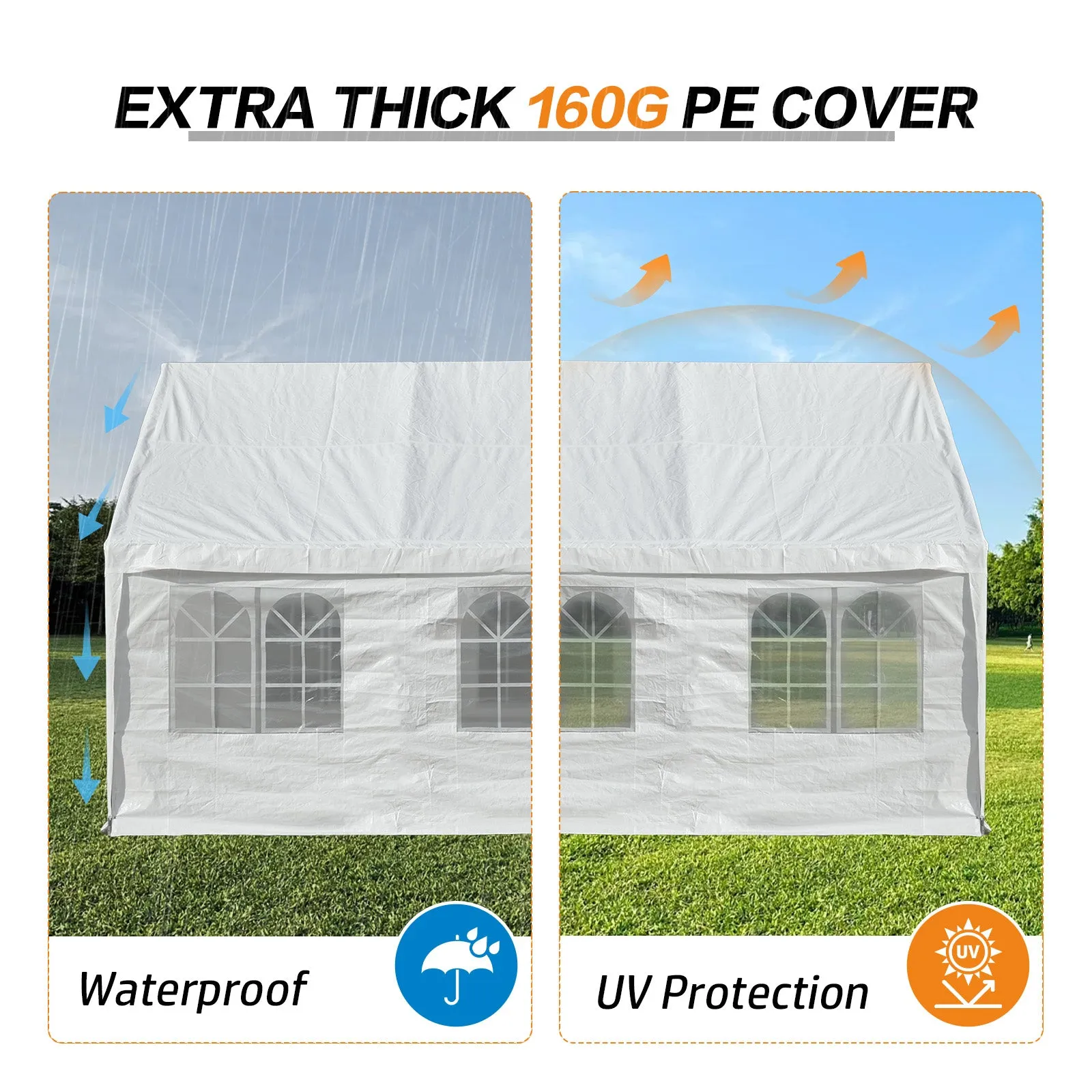 20x20/26x20 ft. Marquee Party Tent with Church Window Sidewalls - White