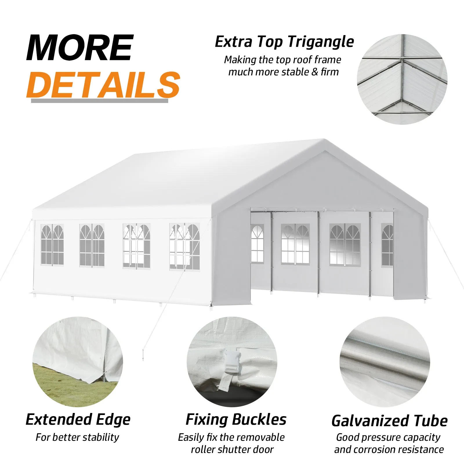 20x20/26x20 ft. Marquee Party Tent with Church Window Sidewalls - White