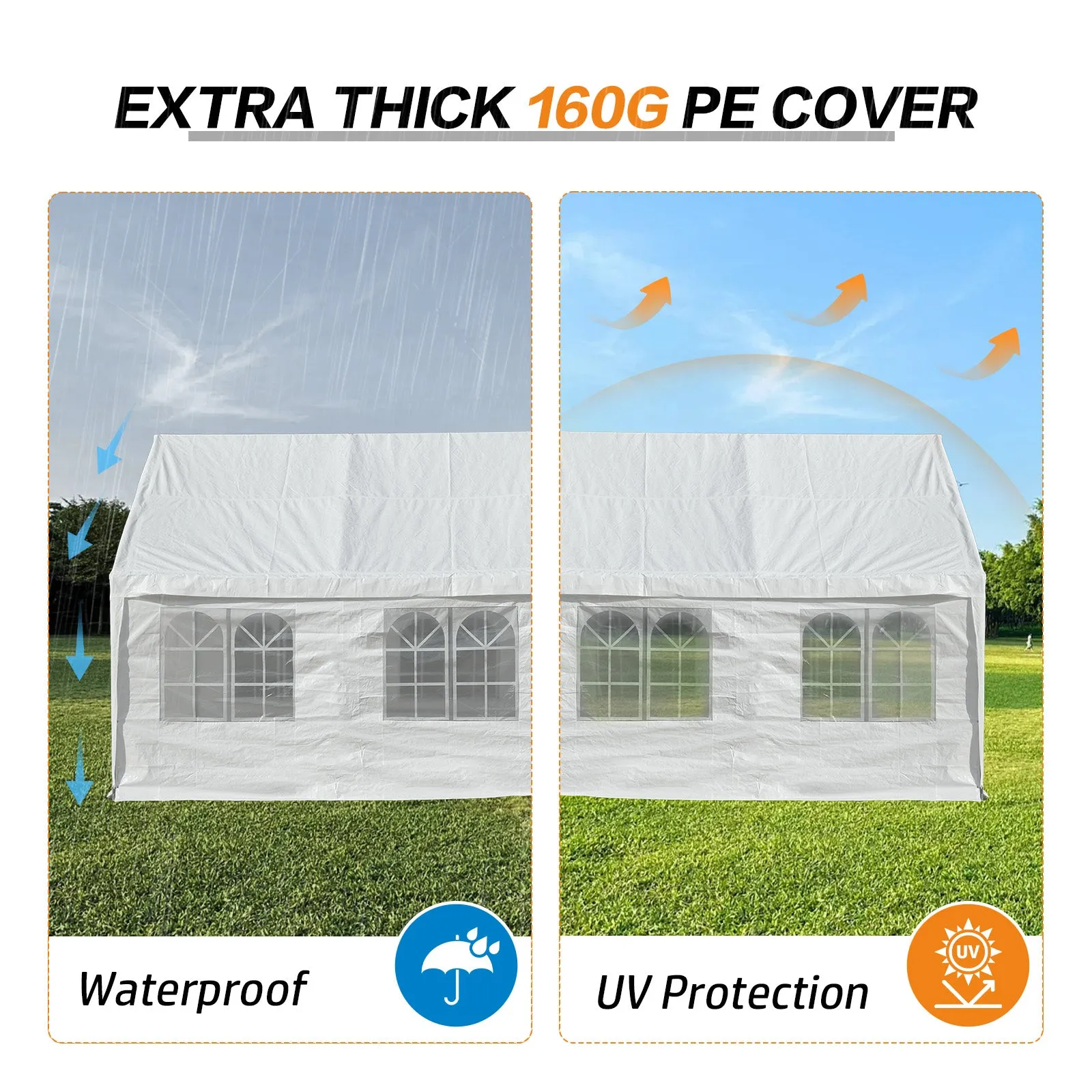 20x20/26x20 ft. Marquee Party Tent with Church Window Sidewalls - White