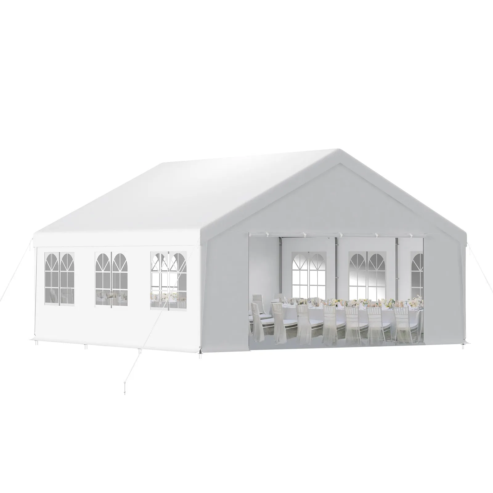 20x20/26x20 ft. Marquee Party Tent with Church Window Sidewalls - White