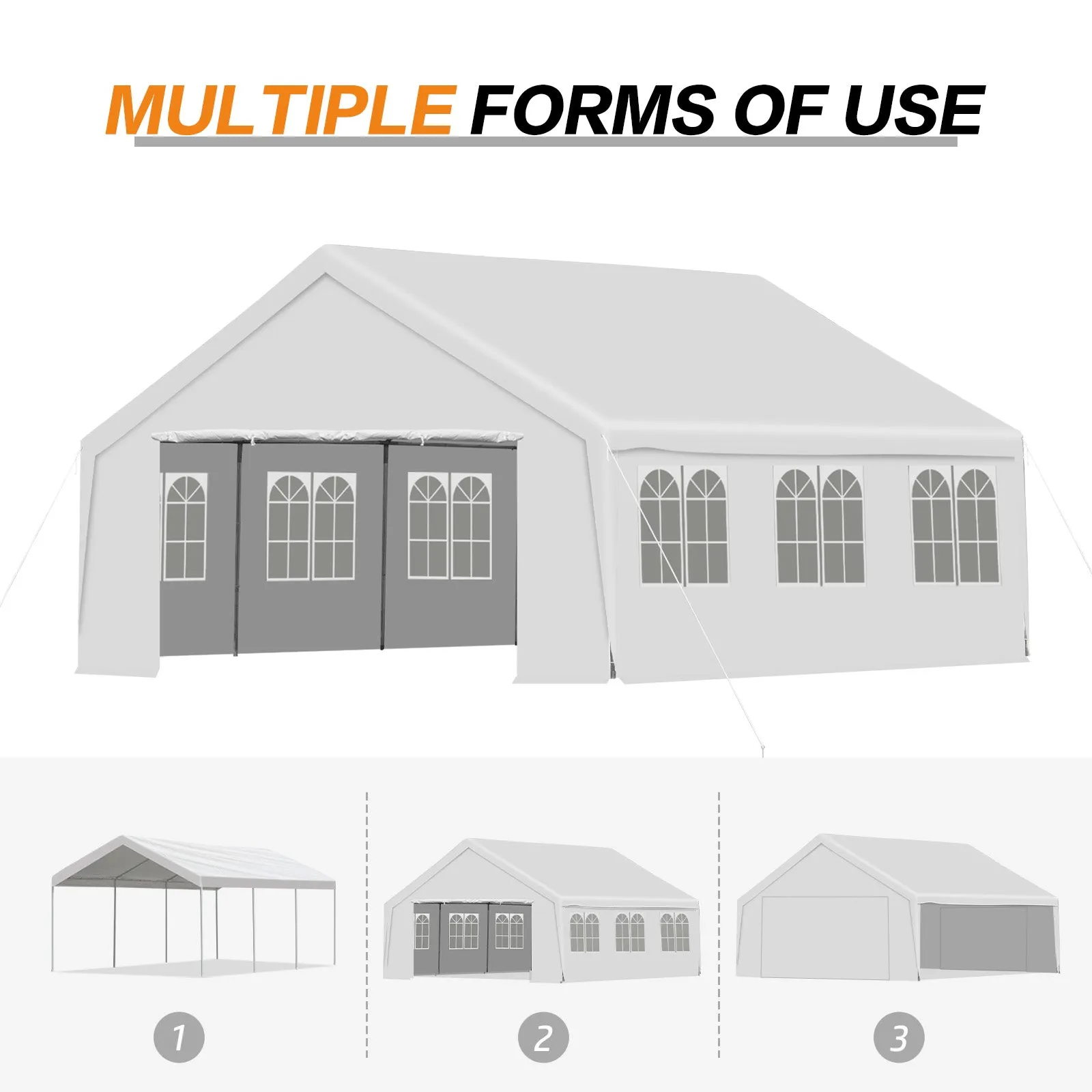 20x20/26x20 ft. Marquee Party Tent with Church Window Sidewalls - White