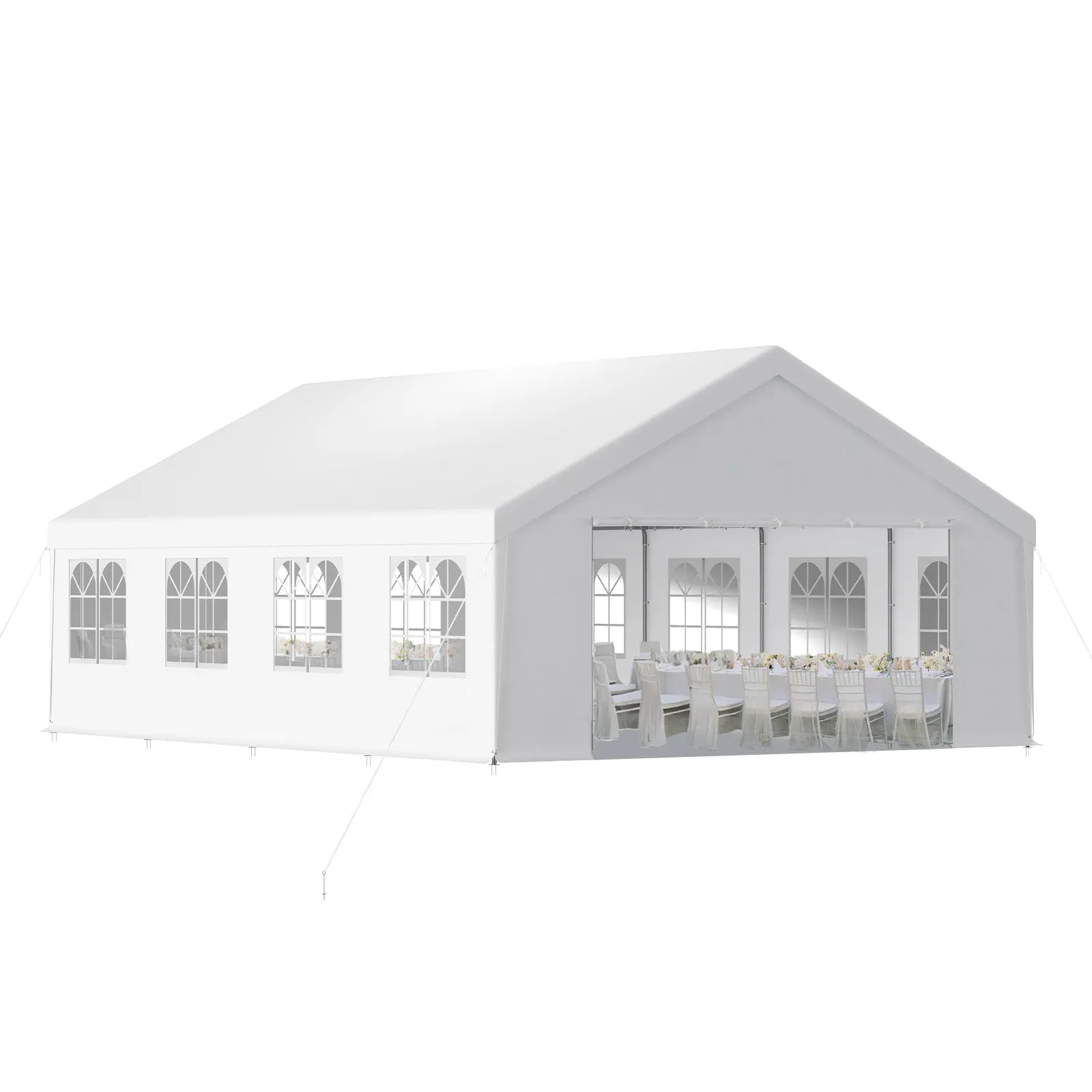 20x20/26x20 ft. Marquee Party Tent with Church Window Sidewalls - White