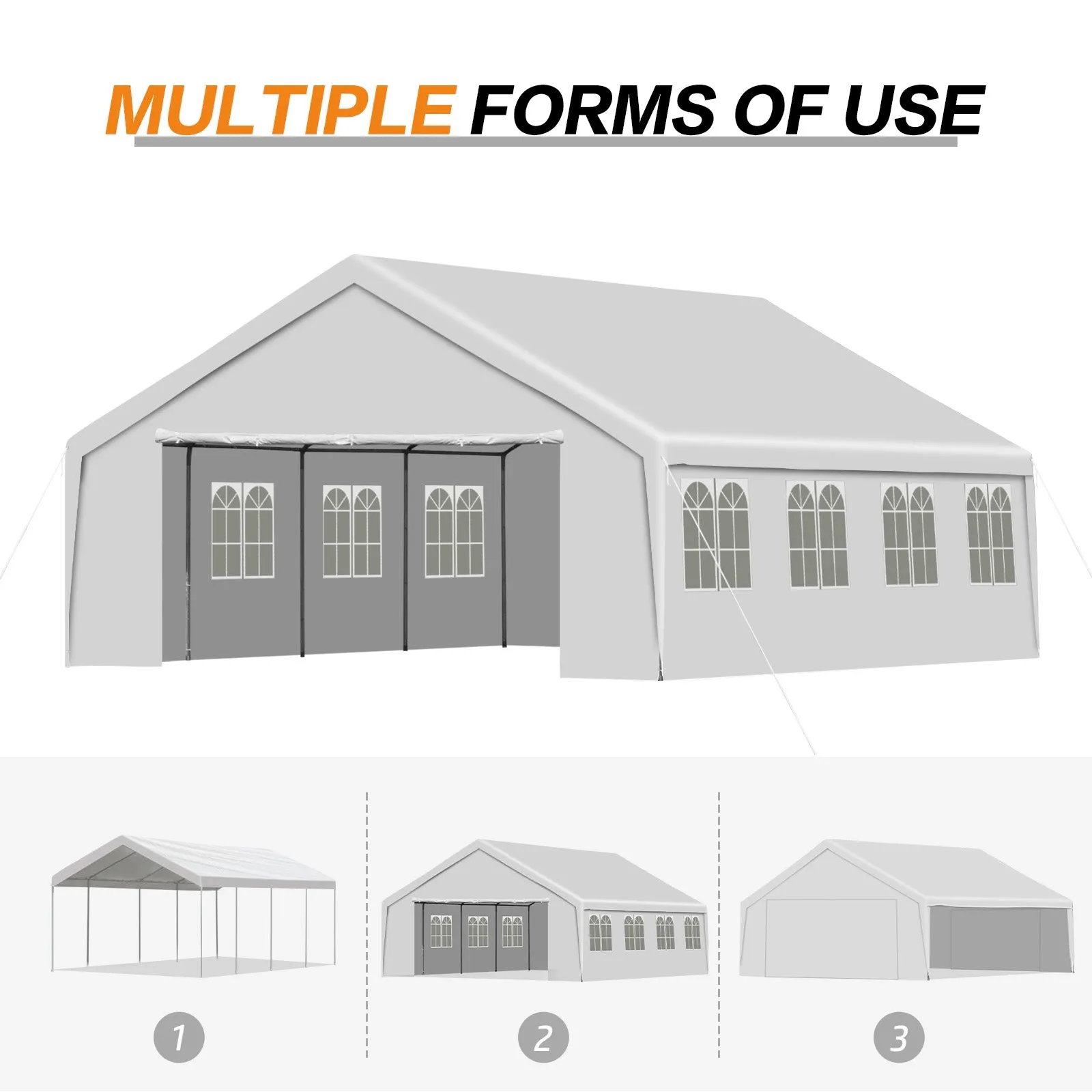 20x20/26x20 ft. Marquee Party Tent with Church Window Sidewalls - White