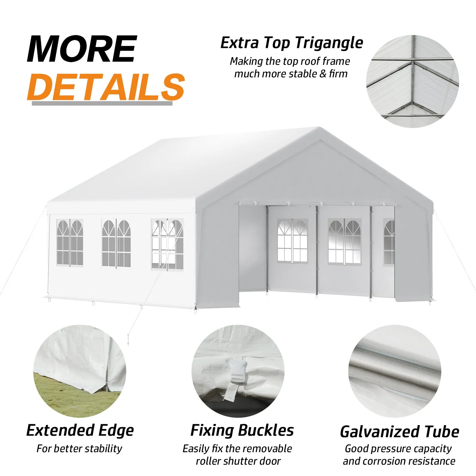20x20/26x20 ft. Marquee Party Tent with Church Window Sidewalls - White