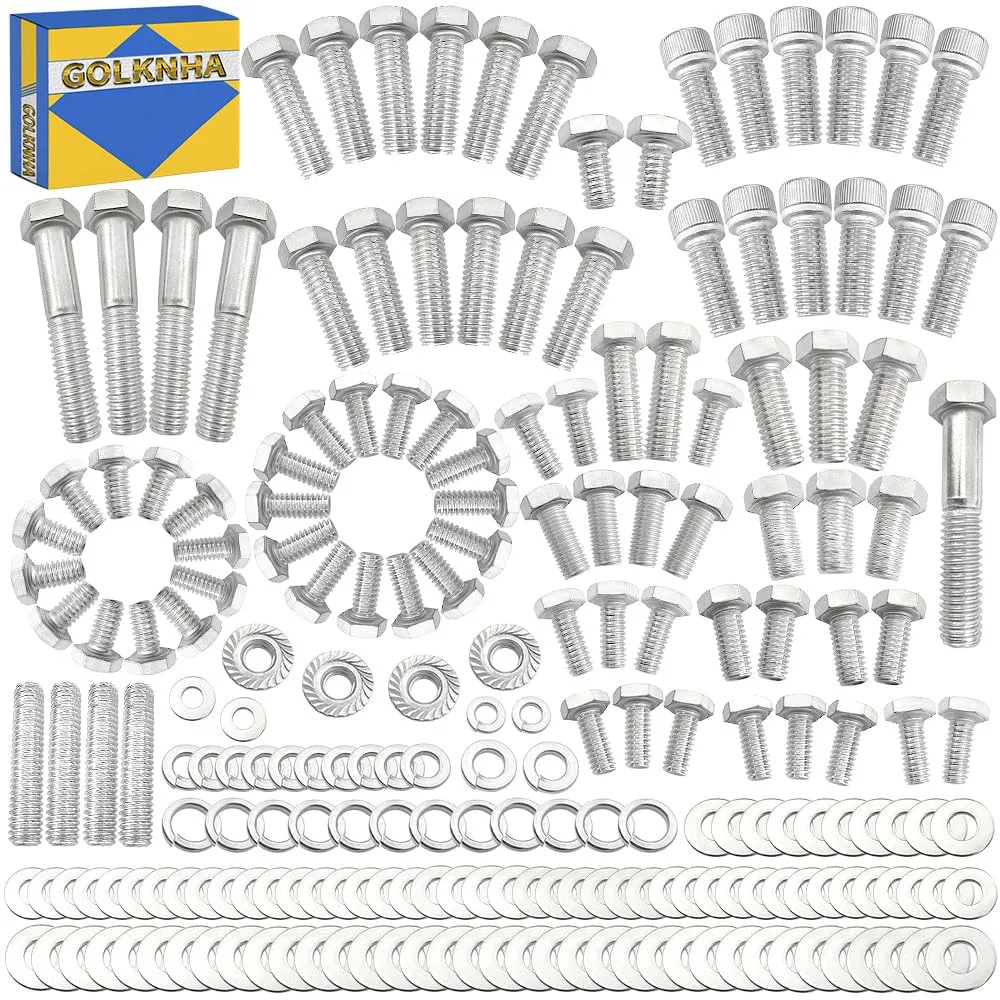211 Pcs Oil Pan Bolts Stainless Steel Kit Compatible with Chevy SBC 265 283 302 305 307 327 350 400