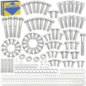 211 Pcs Oil Pan Bolts Stainless Steel Kit Compatible with Chevy SBC 265 283 302 305 307 327 350 400