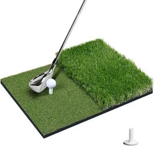 23*16IN & 5x4FT Golf Mat, Dual-Turf Golf Hitting Mat with Anti-Slip Shock-Absorbing EVA Base, Durable Dual-Turf for Indoor/Outdoor,Anti-Deformation & Reinforced Glue, Ideal for Swing,Chipping Practice