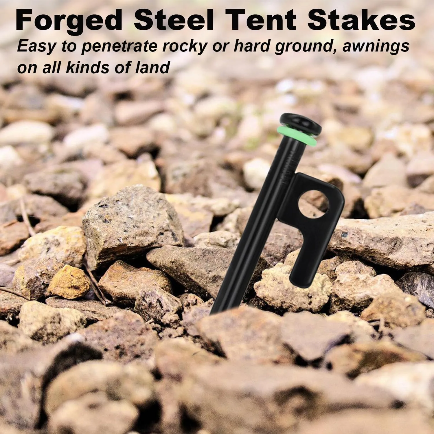 24Pcs Tent Stakes, 12in Heavy Duty Tent Stakes with Storage Pouch, Dia 0.35" Forged Steel Stakes for Tent Used on Rocks, Grassland, Snowfield(24Pcs 12in Stakes)