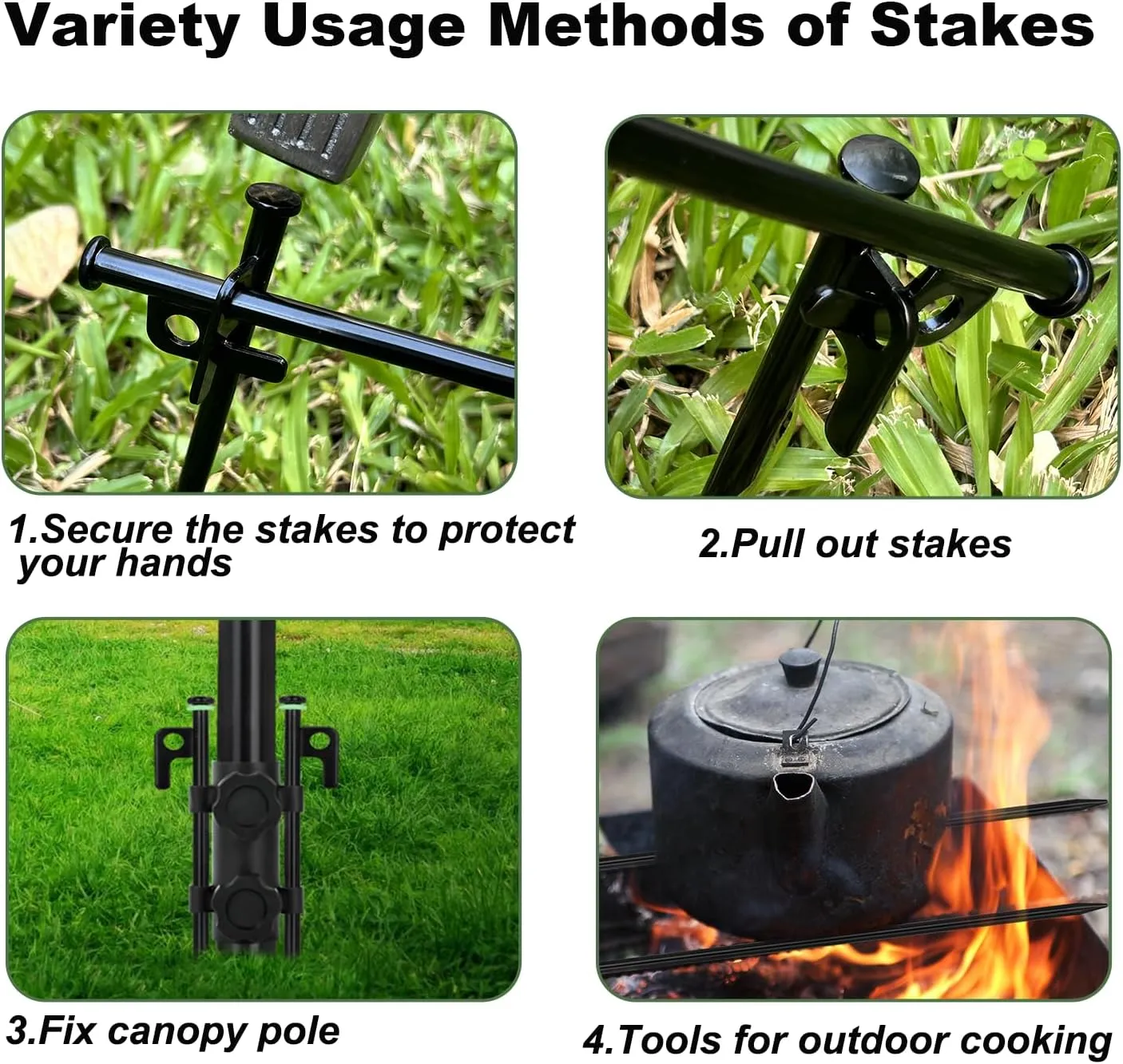 24Pcs Tent Stakes, 12in Heavy Duty Tent Stakes with Storage Pouch, Dia 0.35" Forged Steel Stakes for Tent Used on Rocks, Grassland, Snowfield(24Pcs 12in Stakes)
