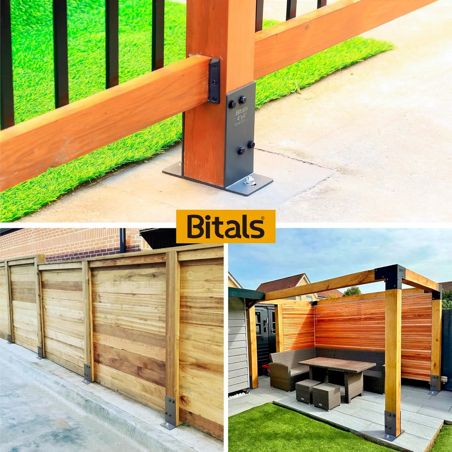 2pcs 4" x 4" (Actual: 3.5 x 3.5) Stainless Steel Post Base, Post Anchor Bracket, Concrete Support Anchor Base for Deck Railing, Fences, Mailboxes, Pavilions, Deck Porches, etc (Dark Gray)