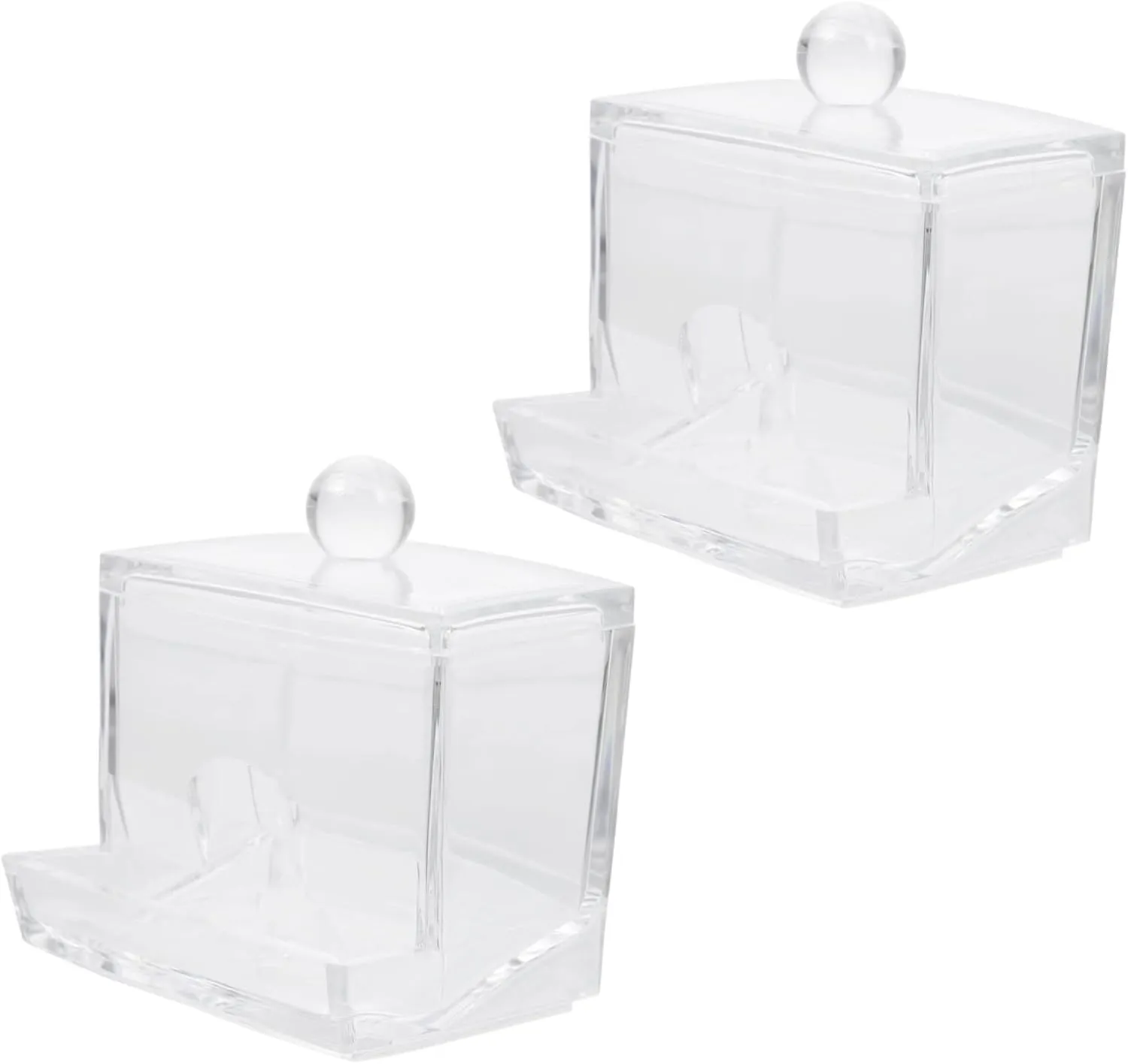 2pcs Transparent Cotton Swab Holder Box with Lid Makeup Cotton Pad Container for Home Organization for Bathroom Vanity Dressing Table Storage