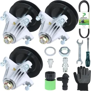 3 Pack Pre-Greased 918-06978 Spindle Assembly with 954-05025A Belt 5/8x139 and 490-900-M061 Deck Wash Kit Replaces 618-06978 for Cub Cadet XT1-ST 54 KH FAB, XT1-GT 54 KH FAB Lawn Tractors