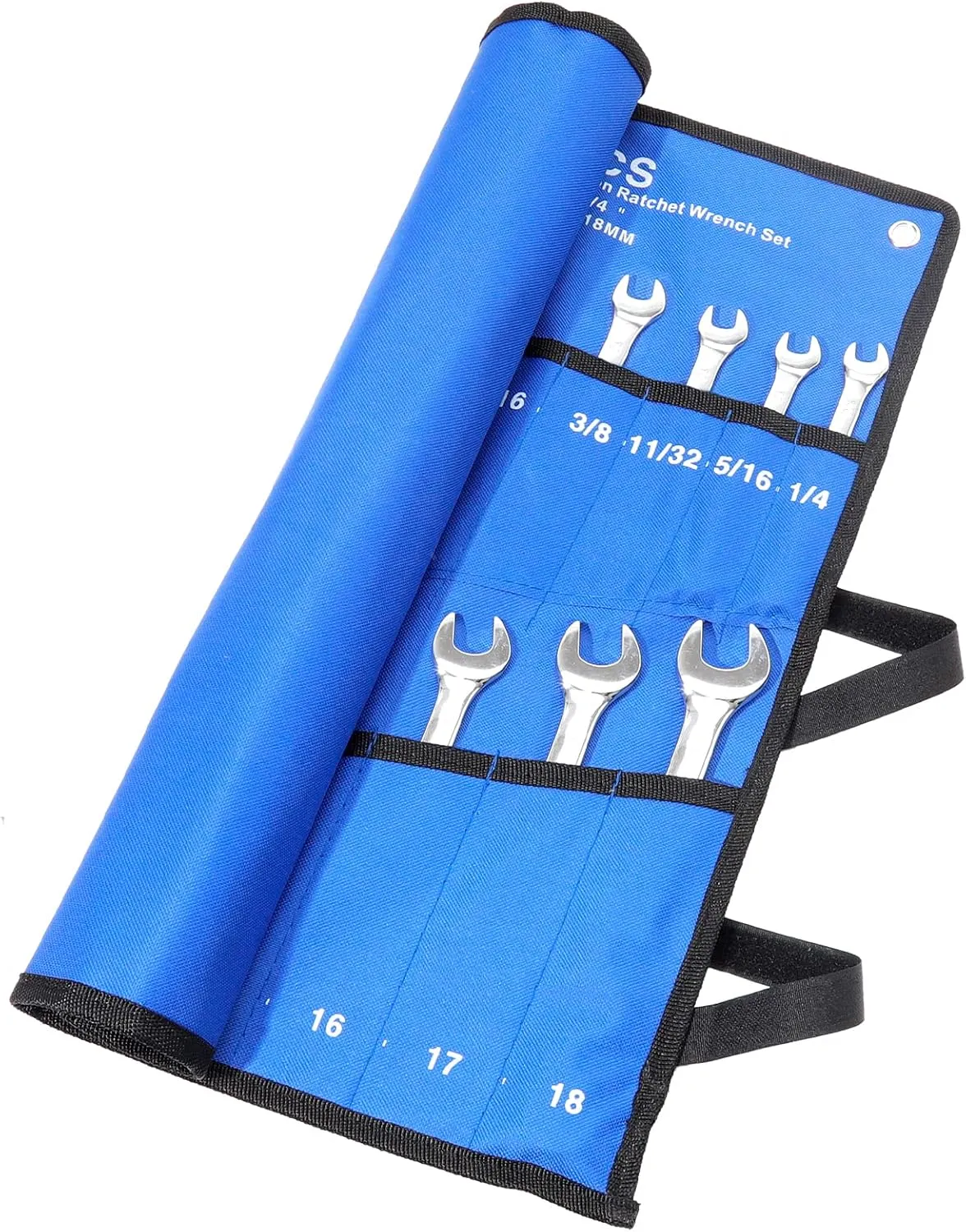 3 Pieces (7 12 20 Pockets) Wrench Tool Roll Up Pouch Utility Heavy Duty Canvas Tool Organizers Bag Blue