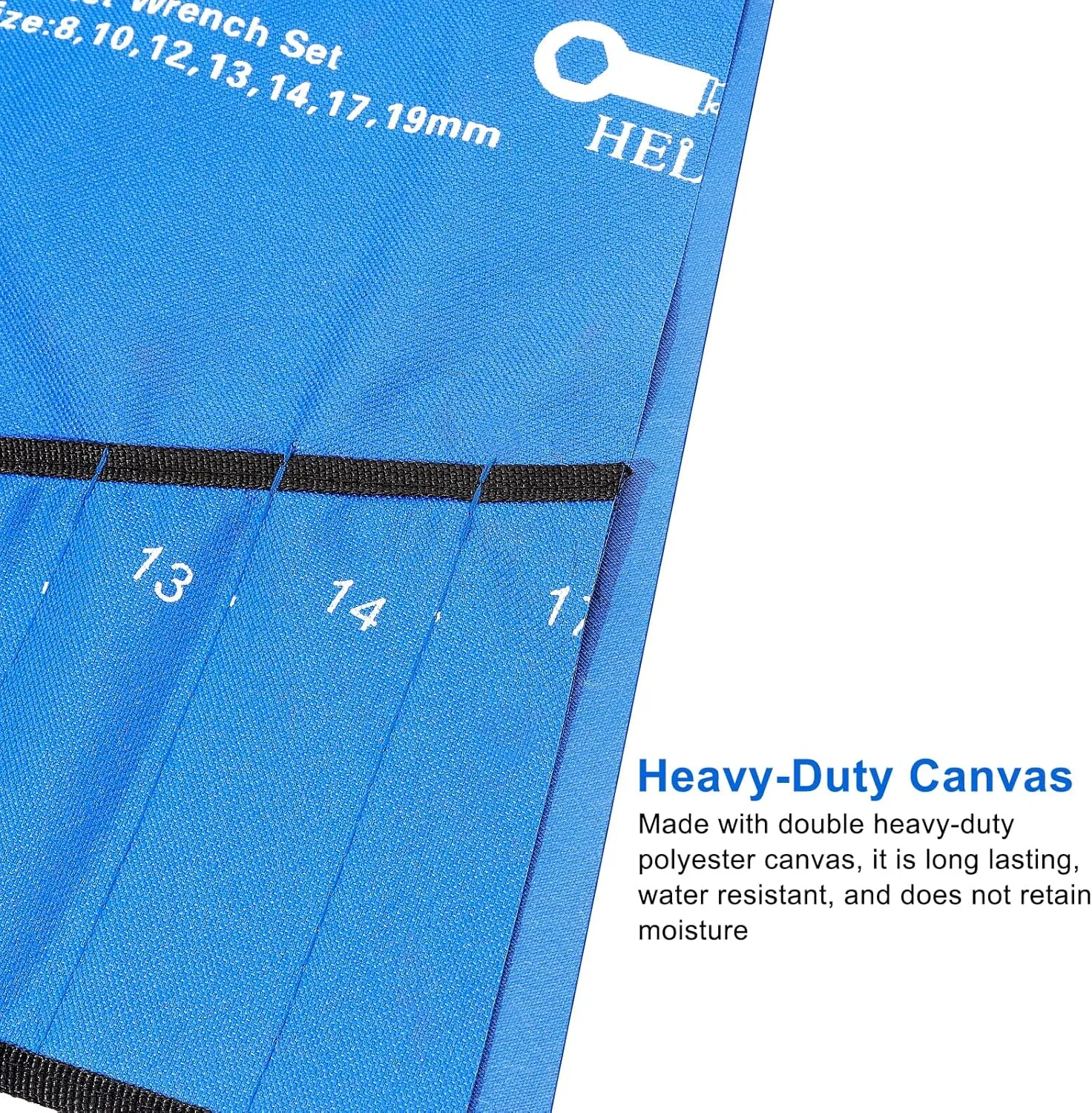 3 Pieces (7 12 20 Pockets) Wrench Tool Roll Up Pouch Utility Heavy Duty Canvas Tool Organizers Bag Blue