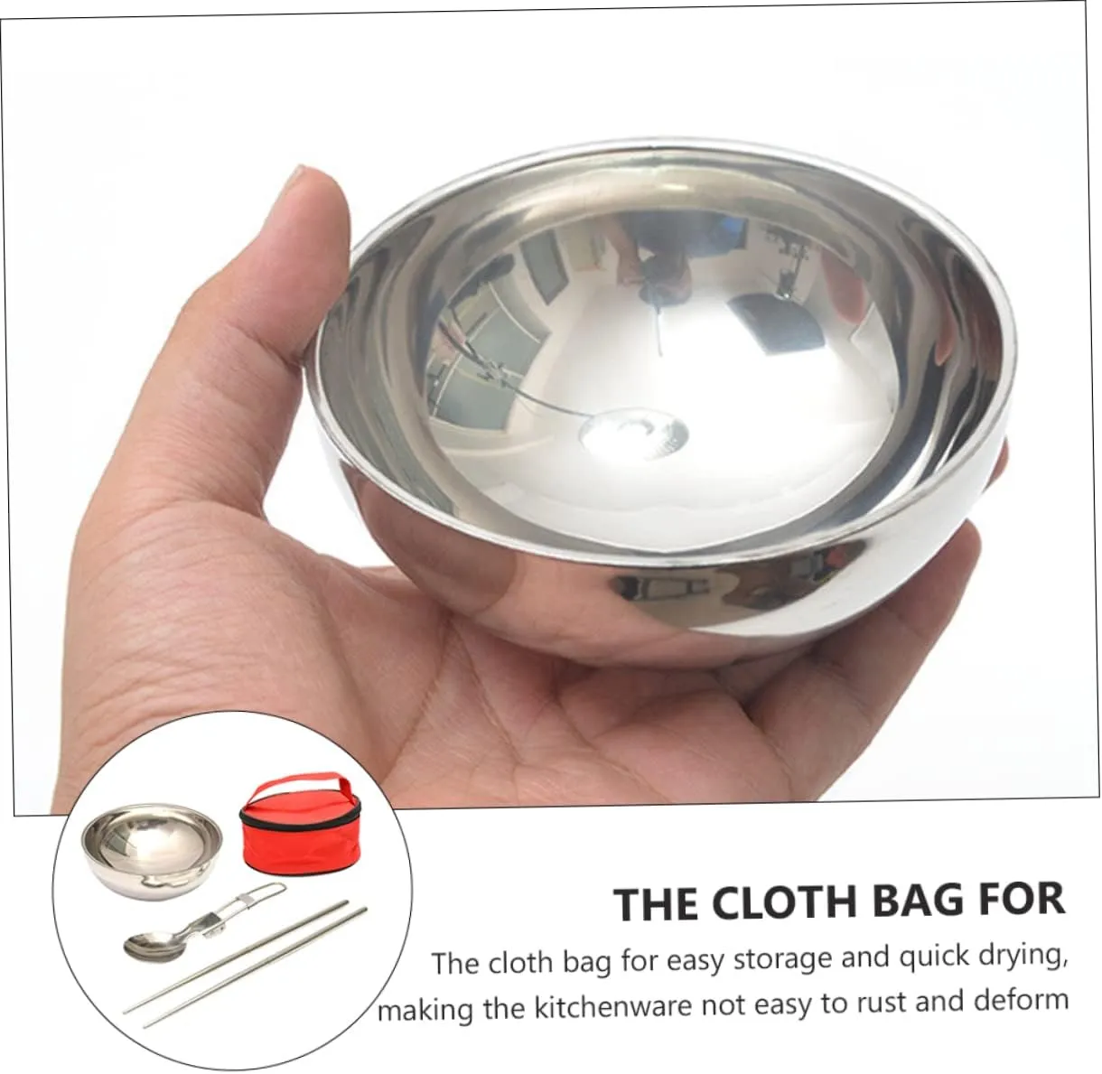 3 Sets Rv Dishes Camping Bowls Collapsible Stainless Steel Bowl Folding Spoon Chopsticks Picnic Kit Outdoor Kitchenware