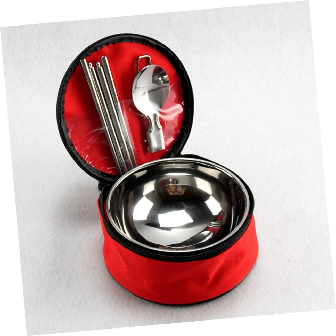 3 Sets Rv Dishes Camping Bowls Collapsible Stainless Steel Bowl Folding Spoon Chopsticks Picnic Kit Outdoor Kitchenware