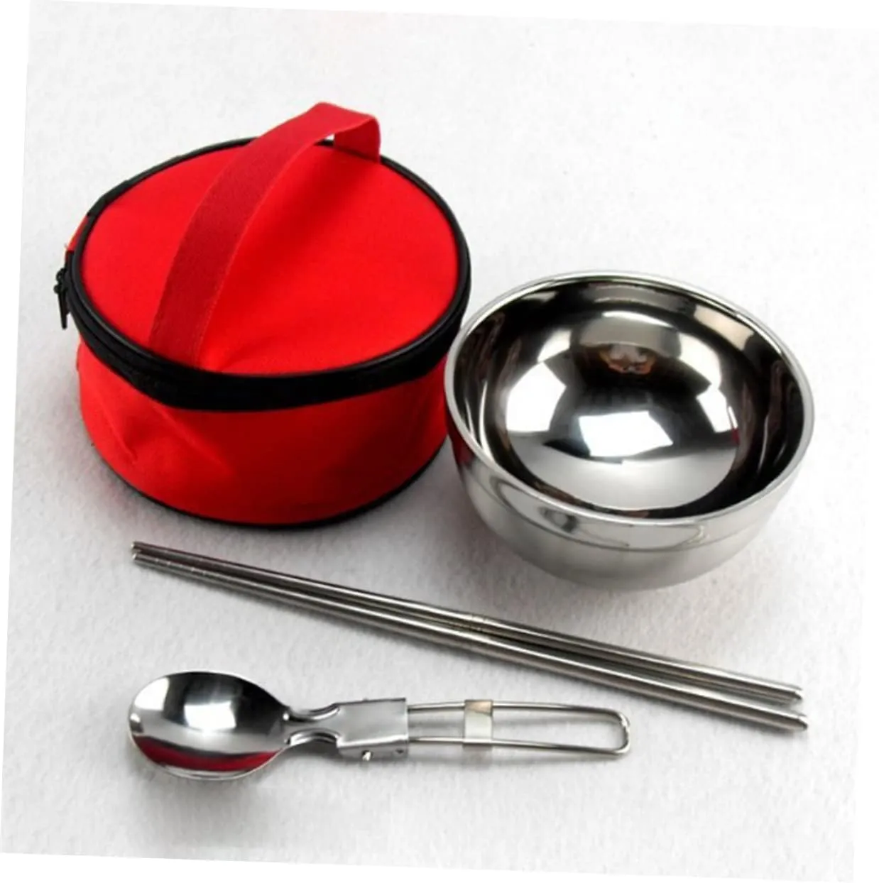 3 Sets Rv Dishes Camping Bowls Collapsible Stainless Steel Bowl Folding Spoon Chopsticks Picnic Kit Outdoor Kitchenware