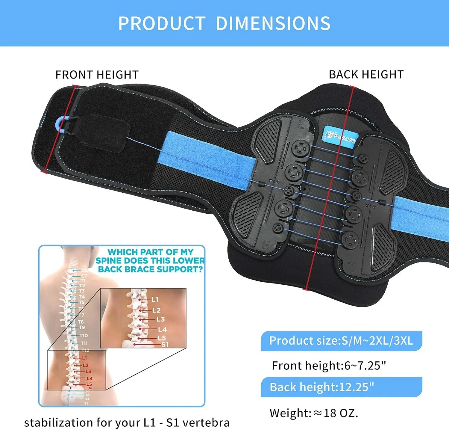 3.0 LSO Back brace for lower back with Maximum Decompression Plate&Comfort Curve Back Support New Added with Foam Pad,Dual Pulley System Lumbar Support Belt for Lower Back Pain Relieve,Pre and Post Spine Surgery