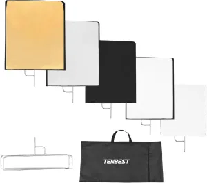 30"x35"/75x90cm Foldable Light Reflector Flag Kit, Translucent Diffuser and 4-in-1 Diffuser Including Gold/Silver/Black/White, Stainless Steel Frame for Studio Portrait Photography