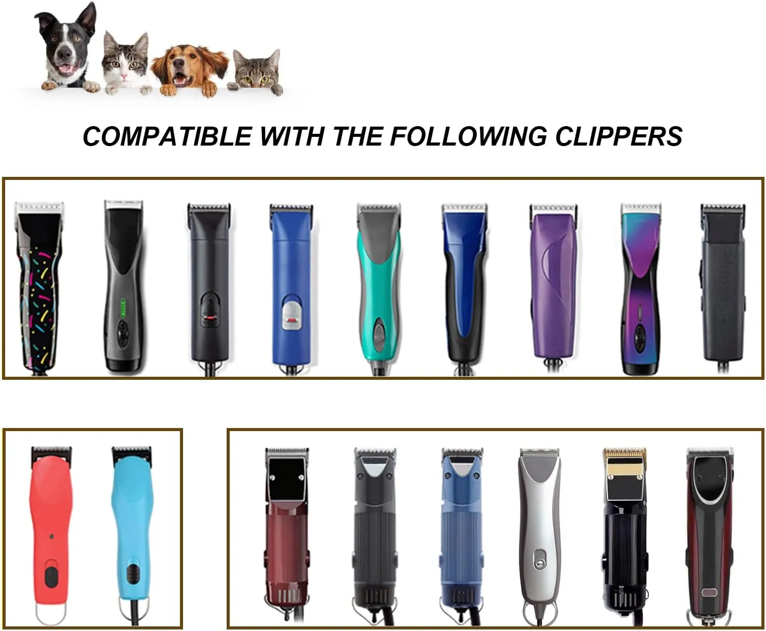 30W Wide Pet Dog Grooming Detachable Blades,Compatible with Andis,Oster A5,Wahl KM10 Clippers,Cut Length 1/50"(0.5mm),Fit for Larger Animals