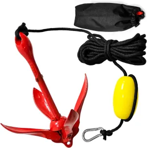 3.3lbs Kayak Anchor, Folding Anchor with 24Ft Rope, Folding Grapnel Anchor Kit with Foldable Claw Kayak Fishing Accessories for Small Boats, Kayaks Jet Ski