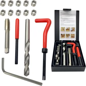 3/8-16 Inch Thread Repair Kit, Helicoil Thread Inserts Taps Kit with HSS Drill Bits Compatible Hand Tool Set for Damaged Thread ＆ Auto Repairing(SAE)