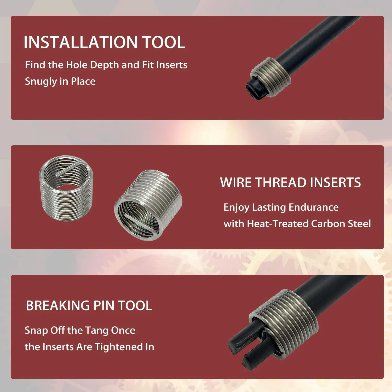 3/8-16 Inch Thread Repair Kit, Helicoil Thread Inserts Taps Kit with HSS Drill Bits Compatible Hand Tool Set for Damaged Thread ＆ Auto Repairing(SAE)