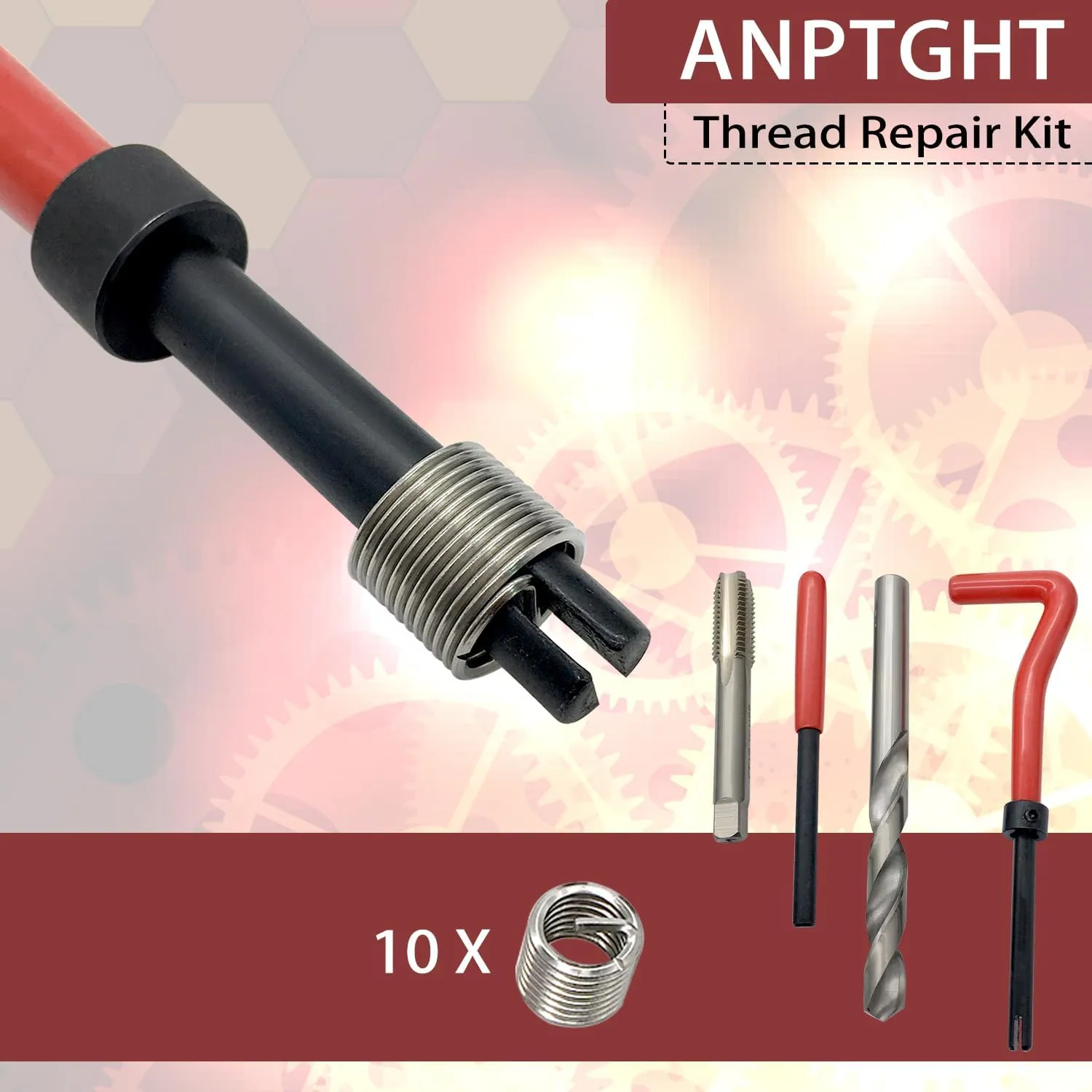3/8-16 Inch Thread Repair Kit, Helicoil Thread Inserts Taps Kit with HSS Drill Bits Compatible Hand Tool Set for Damaged Thread ＆ Auto Repairing(SAE)
