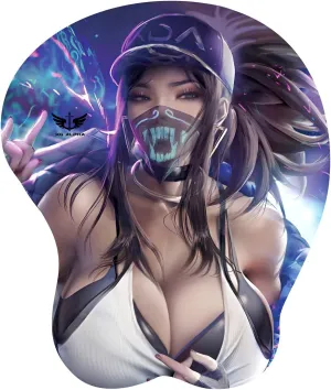 3D Anime Gaming Mousepad, Ergonomic Mouse Pad with Wrist Support Rest, Mousepad Gel Wrist Rest Memory Foam Non-Slip Pain Relief for Computer Home Office KG Alpha Kda Akali