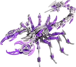 3D Scorpion Metal Puzzle Mechanical Scorpion King Metal Model Kit - 304 Stainless Steel, Expert Tools & Instructions - Mind-Bending Building Blocks for Adults (Purple)