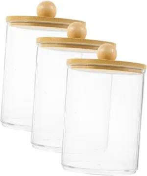 3pcs Transparent Cotton Pad Storage Box Makeup Organizer with Lid for Cotton Swabs Jewelry Sundries for Bathroom Desktop Use