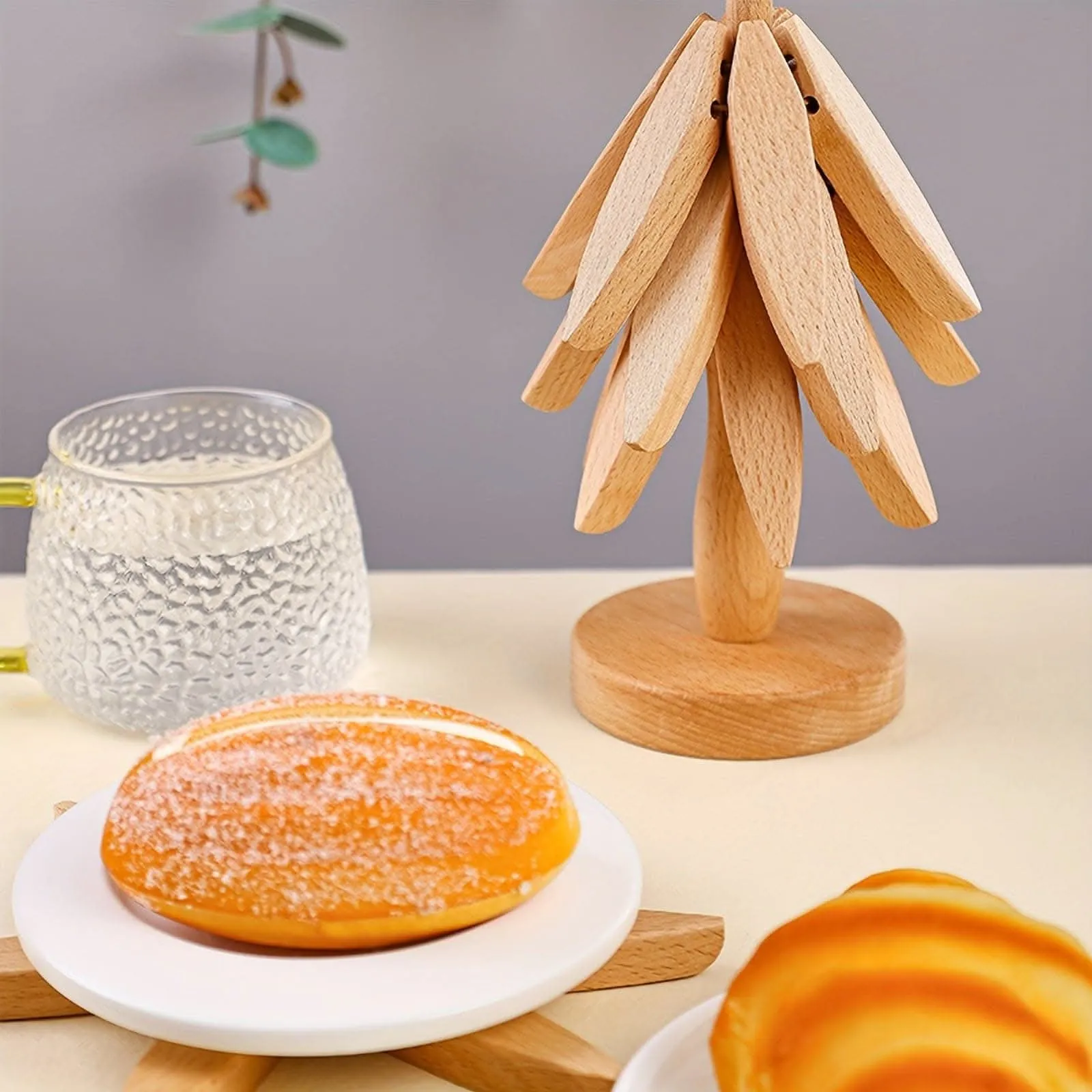 3pcs Wooden Coaster Set With Tree Design - Non-Slip, Heat-Resistant
