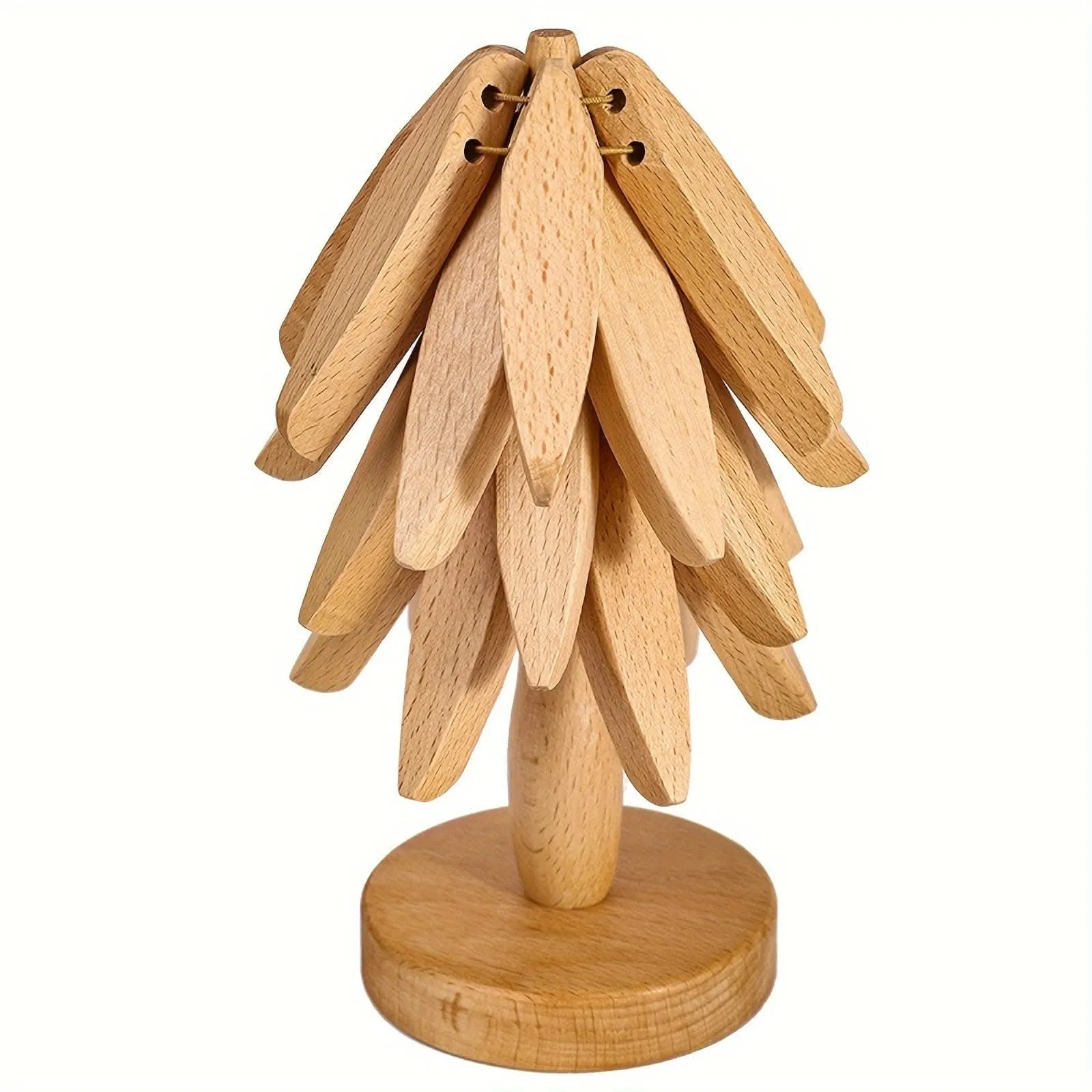 3pcs Wooden Coaster Set With Tree Design - Non-Slip, Heat-Resistant