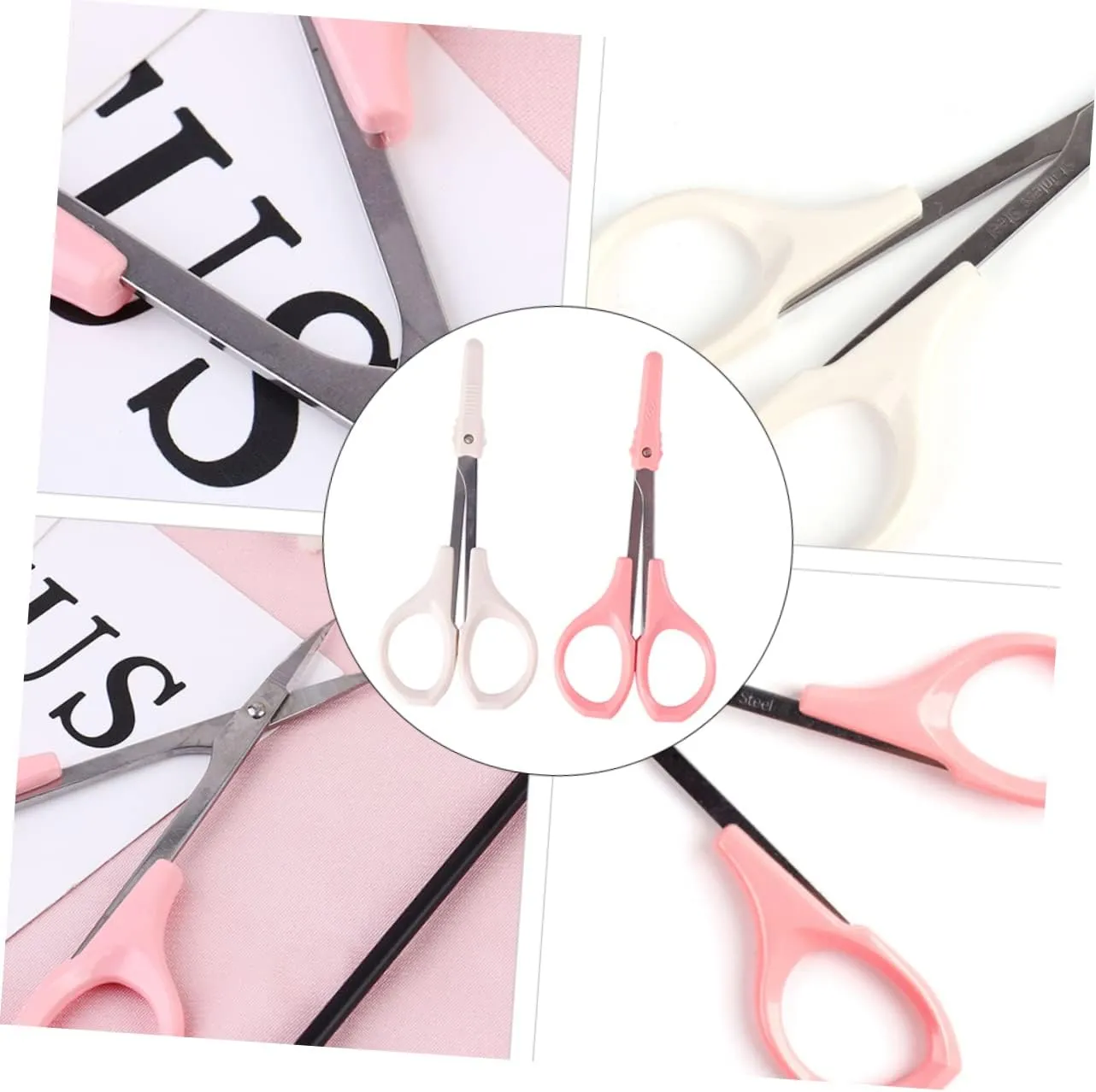 3sets Professional Beauty Scissors Eyebrow Trimmer Set High Precision Eyelash Scissors Dual Purpose for Daily Use 2pcs*3
