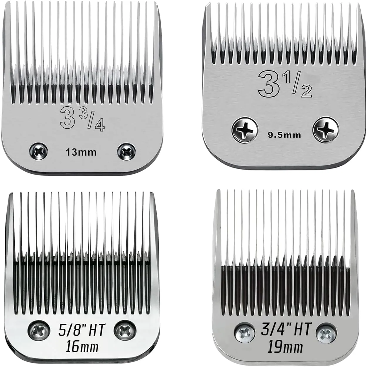 4 Pack Large Size Detachable Replacement Blades set,compatible with oster Classic 76/Star-Teq/Power-Teq andi A*dis AGC,BDC,BGC,MBG Series Clippers，size from 3/8 to 3/4 -Inch（9.5-19mm）