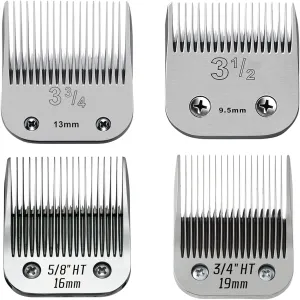 4 Pack Large Size Detachable Replacement Blades set,compatible with oster Classic 76/Star-Teq/Power-Teq andi A*dis AGC,BDC,BGC,MBG Series Clippers，size from 3/8 to 3/4 -Inch（9.5-19mm）