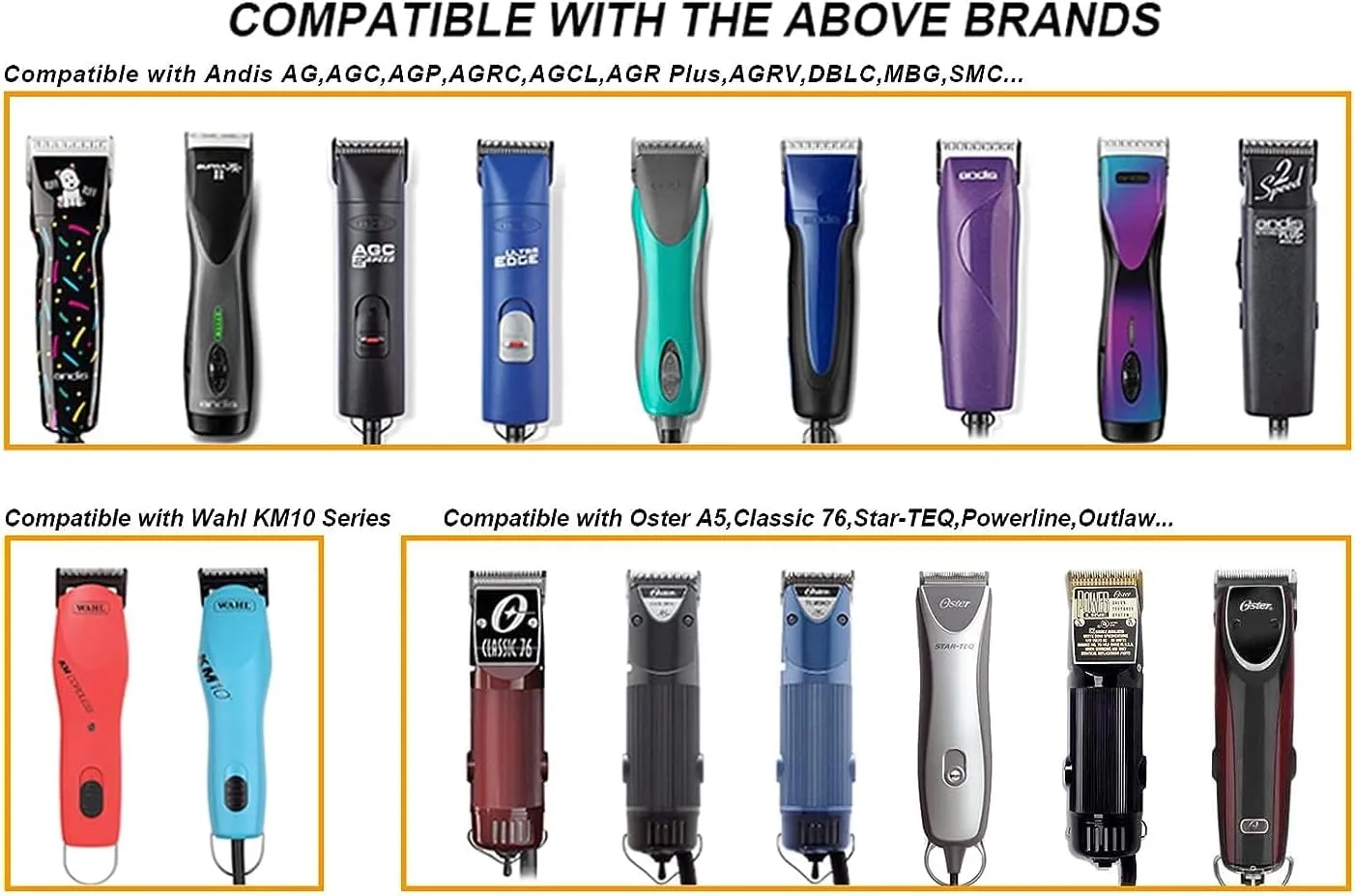 4 Pack Large Size Detachable Replacement Blades set,compatible with oster Classic 76/Star-Teq/Power-Teq andi A*dis AGC,BDC,BGC,MBG Series Clippers，size from 3/8 to 3/4 -Inch（9.5-19mm）