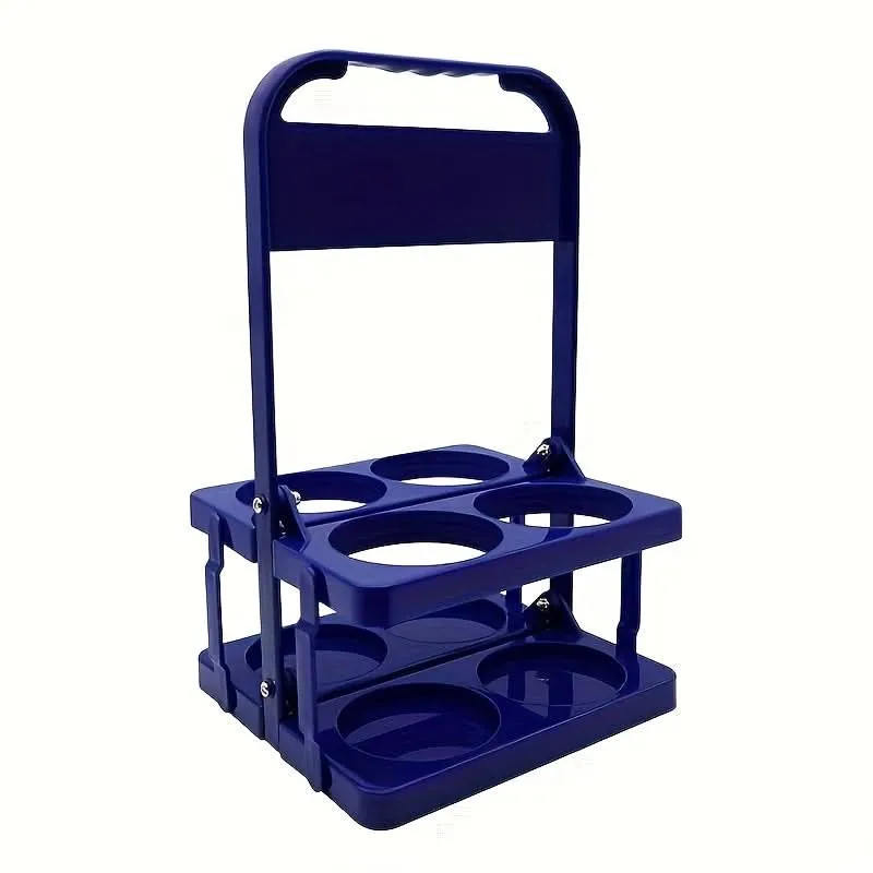 4-Slot Folding Cup Holder Caddy – Portable Plastic Beverage Stand for Bottles