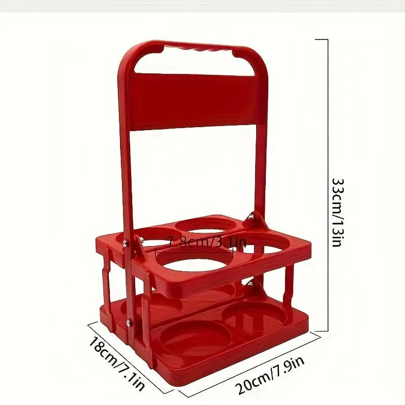 4-Slot Folding Cup Holder Caddy – Portable Plastic Beverage Stand for Bottles