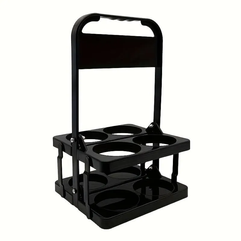 4-Slot Folding Cup Holder Caddy – Portable Plastic Beverage Stand for Bottles