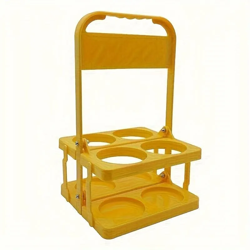 4-Slot Folding Cup Holder Caddy – Portable Plastic Beverage Stand for Bottles