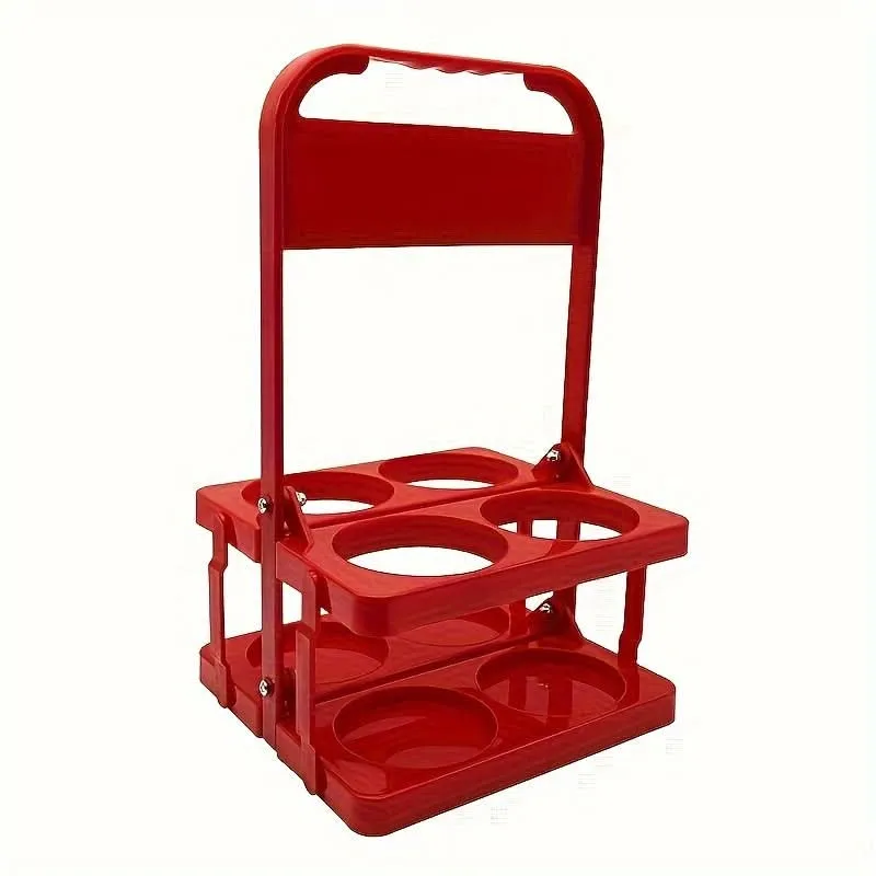 4-Slot Folding Cup Holder Caddy – Portable Plastic Beverage Stand for Bottles