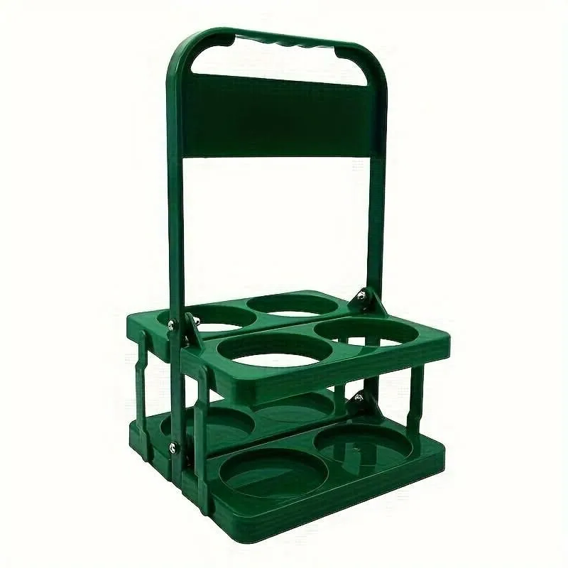 4-Slot Folding Cup Holder Caddy – Portable Plastic Beverage Stand for Bottles