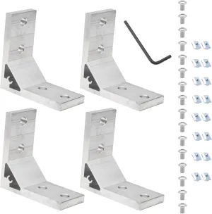 4Pcs 4040 Corner Brackets Set with 16Pcs M8 T Slot Nuts, 16Pcs M8x18mm Hex Socket Cap Screw and 1Pcs M5 Wrench for 2020 Series Aluminum Extrusion Profile