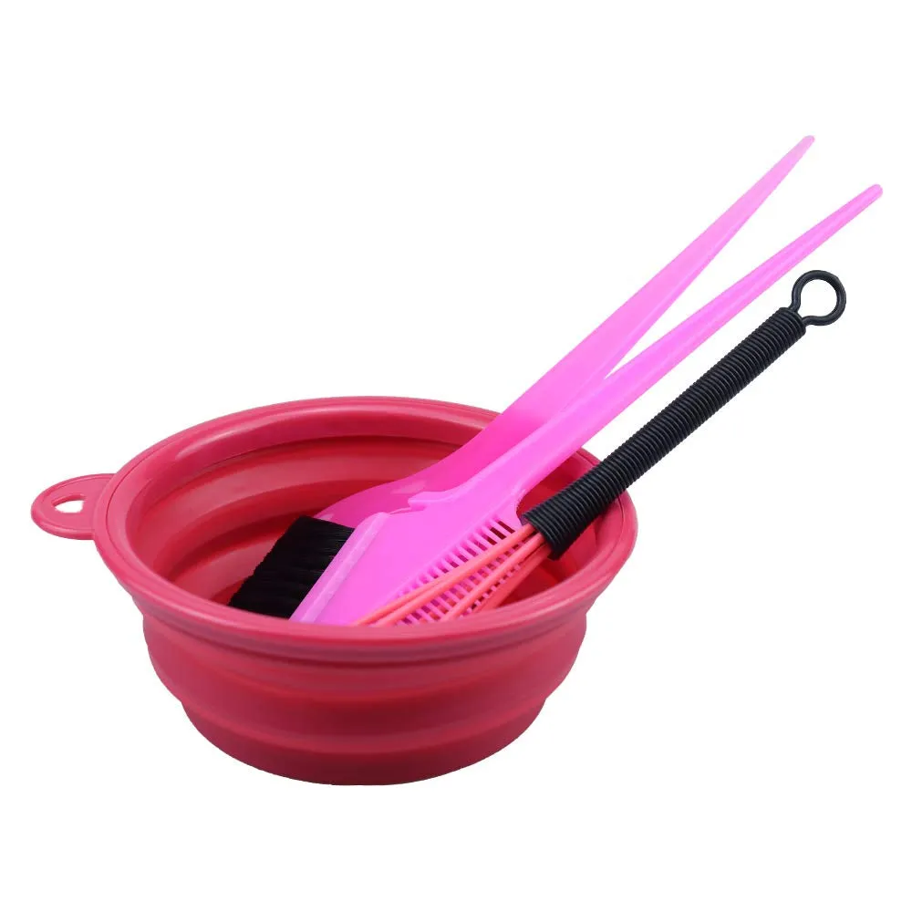 4PCS Hair Dye Kit Includes Hair Tinting Bowl Dyeing Brushes Sharp Tail Comb Mixer for DIY Hair Coloring Beauty Salon Tools Set