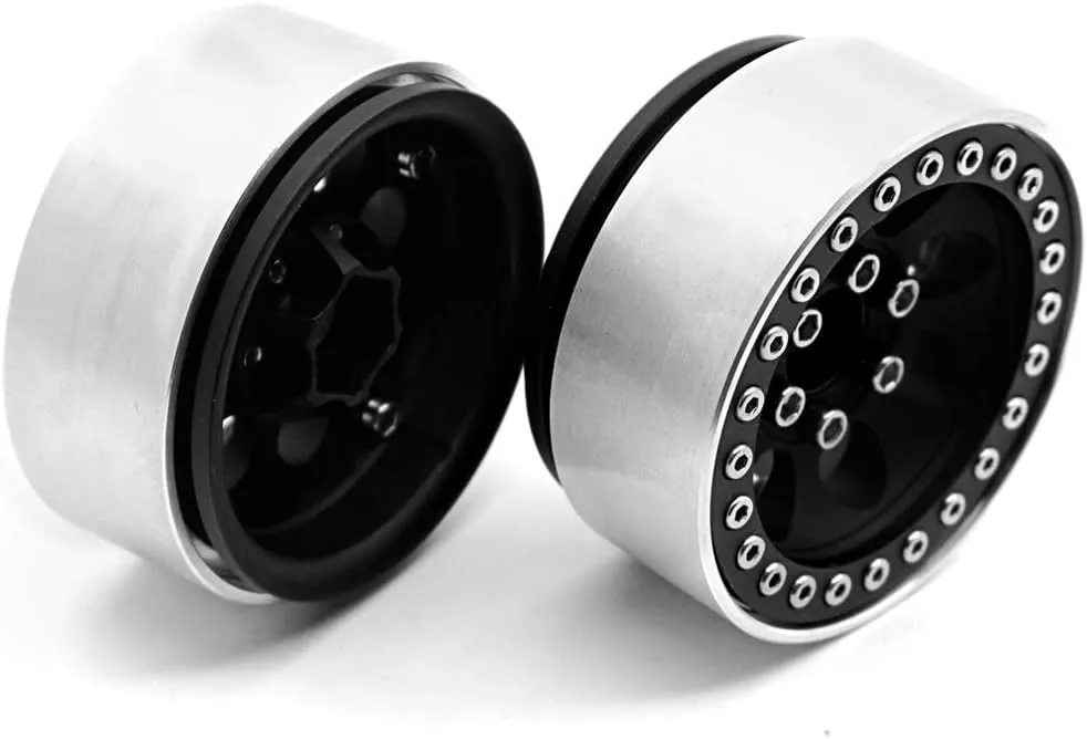4PCS Metal 1.9" Beadlock Crawler Wheels Rims Set for RC 1/10 Crawler Truck Buggy car Axial SCX10 CC01 D90 TRX-4RC4WD (Black)