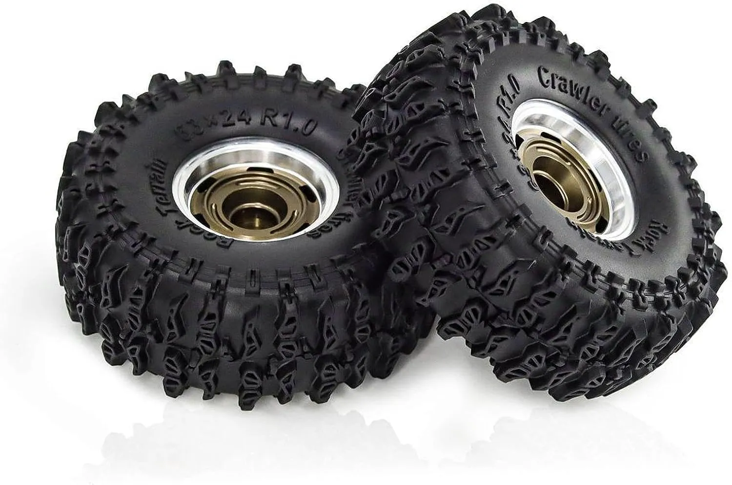 4Pcs RC 1.0" Wheels and Tires Replace Part RC Crawler Car Tires 1/24 RC Crawler, Dark Brown