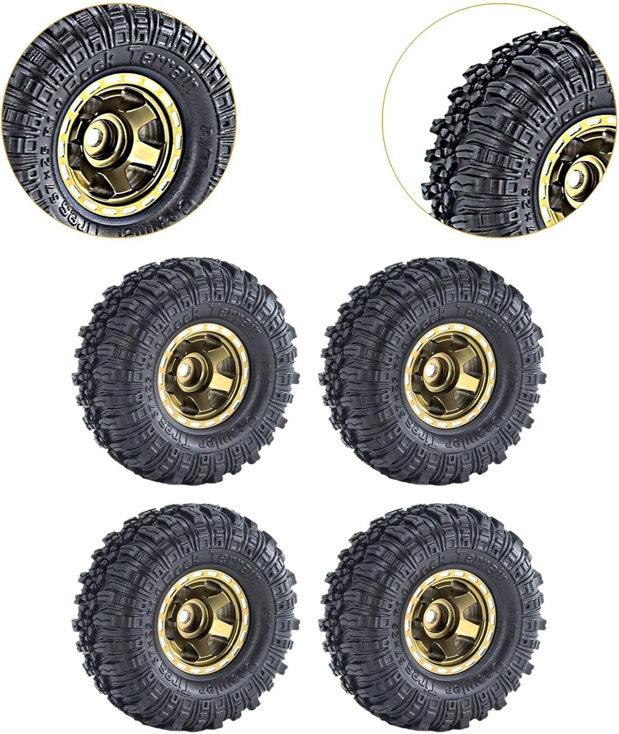 4Pcs RC 1.0" Wheels and Tires Replace Part RC Crawler Car Tires 1/24 RC Crawler, Dark Brown